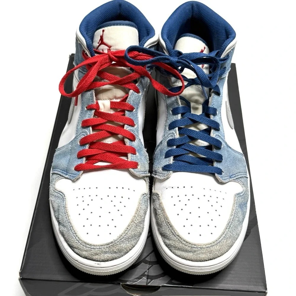 Nike Air Jordan 1 Mid SE Size 12.5 French Blue/Fire Red-White DN3706-401 Sneaker